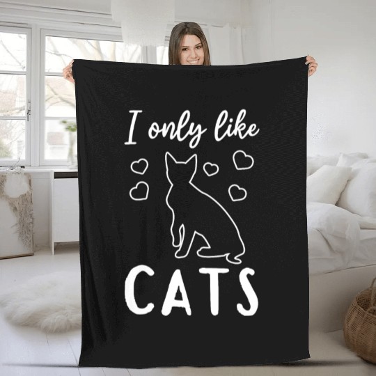 Cat Lover House Cat Lover - I only like cats - Cat Fleece Blankets