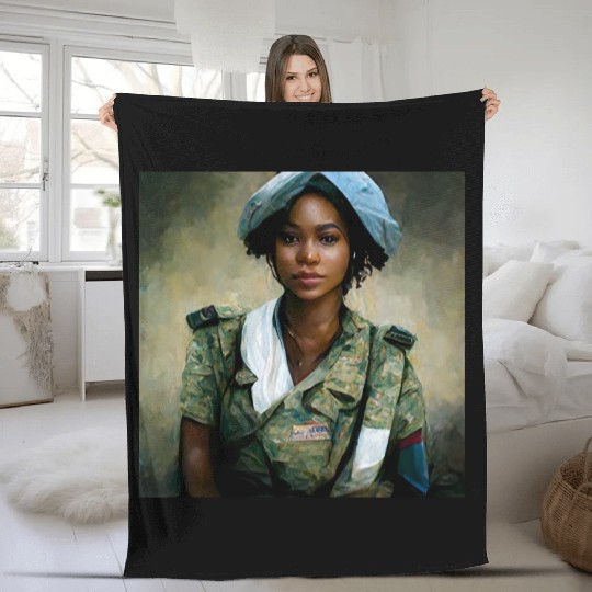 Beautiful US army combat medic painting Fleece Blankets
