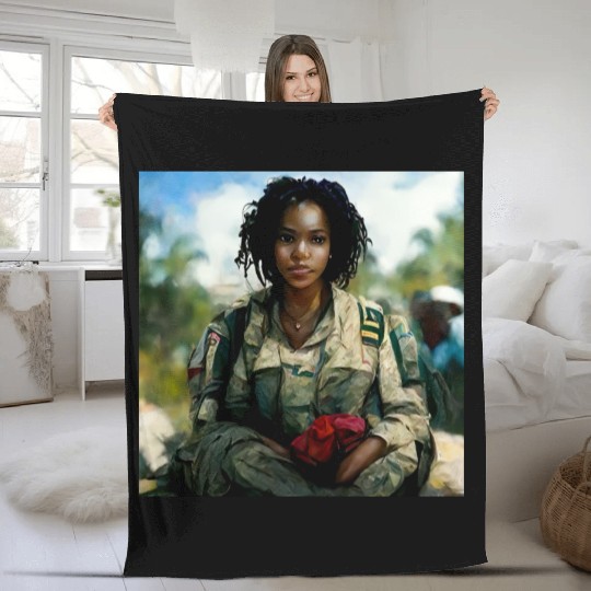Beautiful US army combat medic painting Fleece Blankets