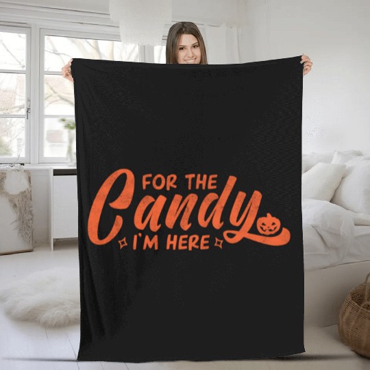 The Candy I´M Here Halloween Orange Fleece Blankets