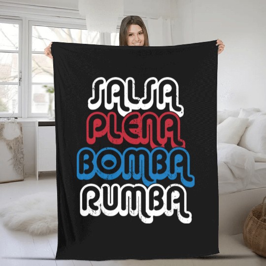 Puerto Rico Dance Salsa Plena Bomba Rumba Fleece Blankets
