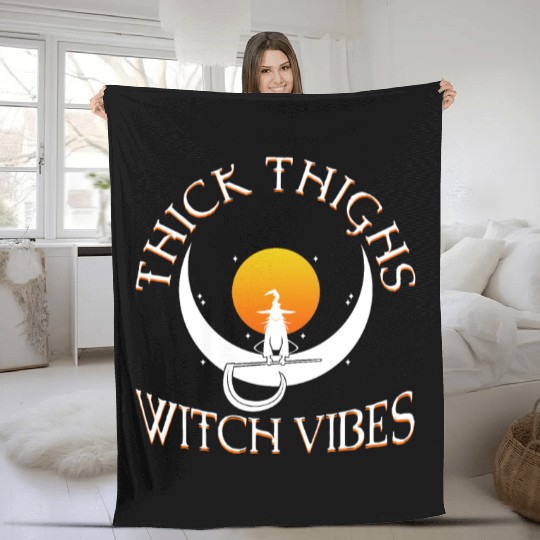 Thick Thighs Witch Vibes Fleece Blankets