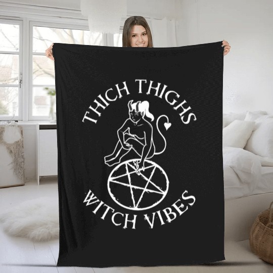 Thick Thighs Witch Vibes Fleece Blankets