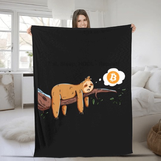 Bitcoin Sloth BTC Crypto Day Trader Hodl Design Fleece Blankets