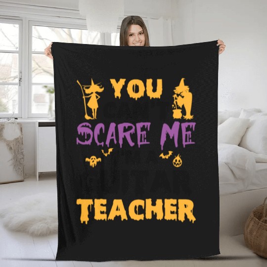 you can't scare me i'm a guitar teacher halloween Fleece Blankets
