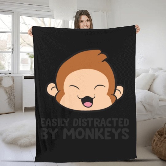 Monkey Ape Lover Easily Distracted By Monkeys Fleece Blankets