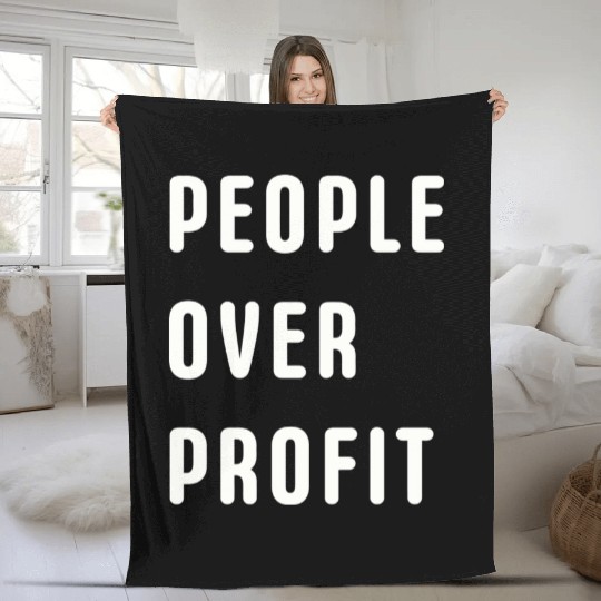People Over Profit Anti Capitalism Protest Fleece Blankets