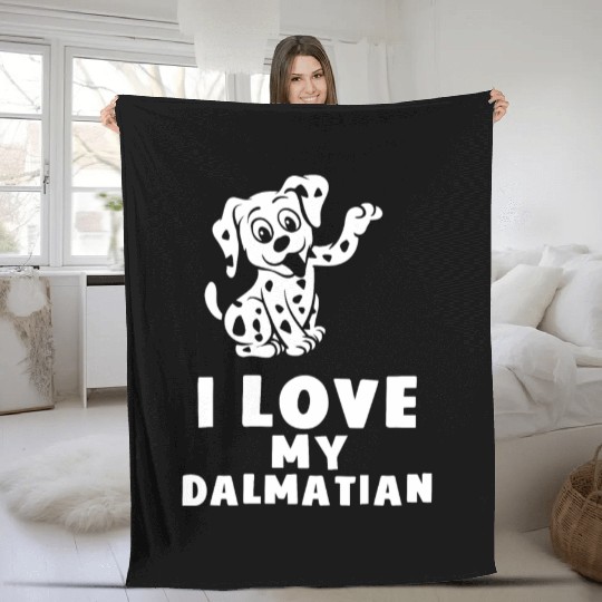 I Love My Dalmatian Fleece Blankets