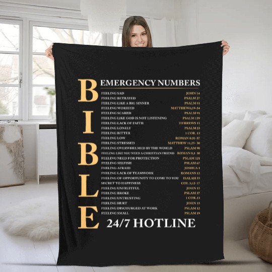 Bible Emergency Number Jesus Christian Fleece Blankets
