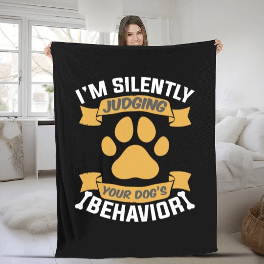 Dog Trainer Judging Dog's Behavior Dog Training Fleece Blankets