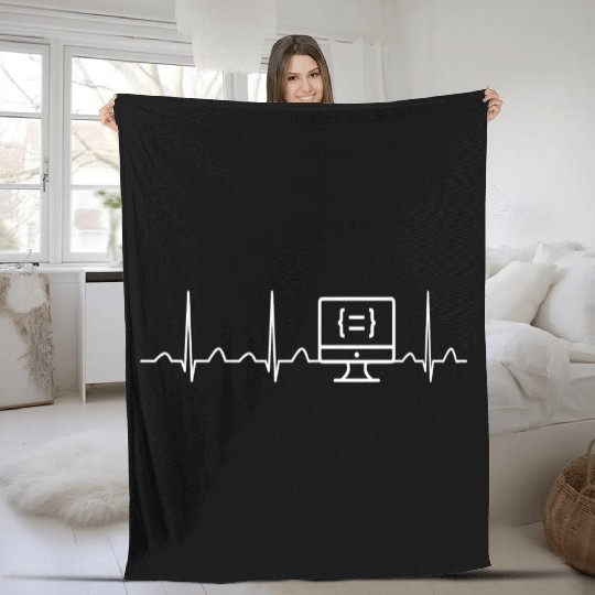 Computer Programmer s Heartbeat Fleece Blankets