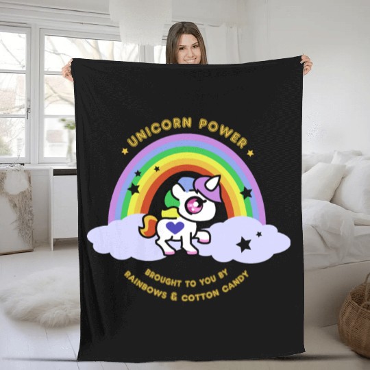Unicorn Power by Rainbows and Cotton Candy Fleece Blankets