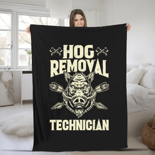 Hog Removal Technician Boar Hunting Fleece Blankets