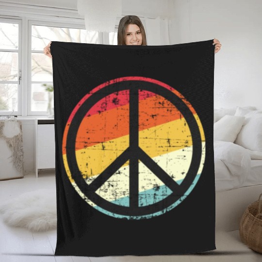 Retro Vintage Peace Sign Tolerance Fleece Blankets