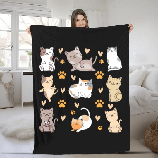 Cats Cute Cat Lover Cat Owner Many Cats I Cute Cat Fleece Blankets