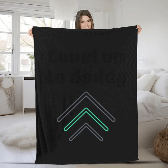 Level up to daddy, funny gaming , gift for gamer Fleece Blankets