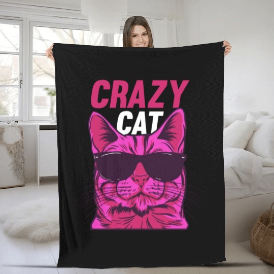 Cat Lover Cat Owner Funny Cat Meme I Crazy Cat Fleece Blankets