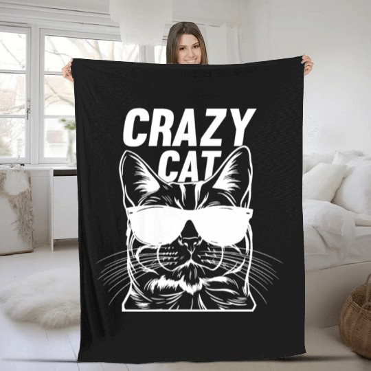 Cat Owner Cat Lover Funny Cat Meme I Crazy Cat Fleece Blankets