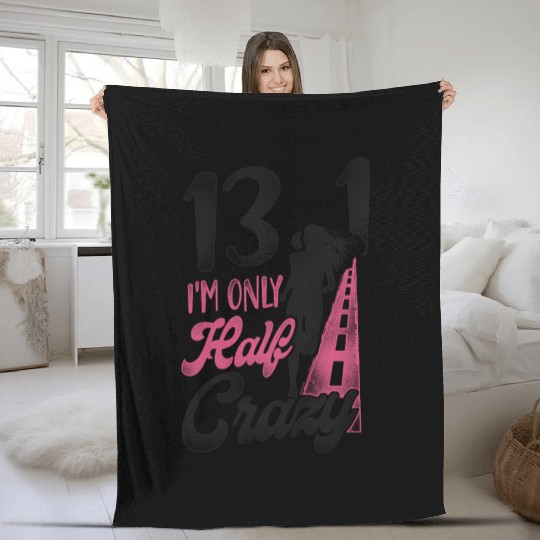 Running Runner Half Marathon Half Fleece Blankets