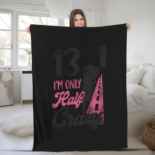 Running Runner Half Marathon Half Fleece Blankets