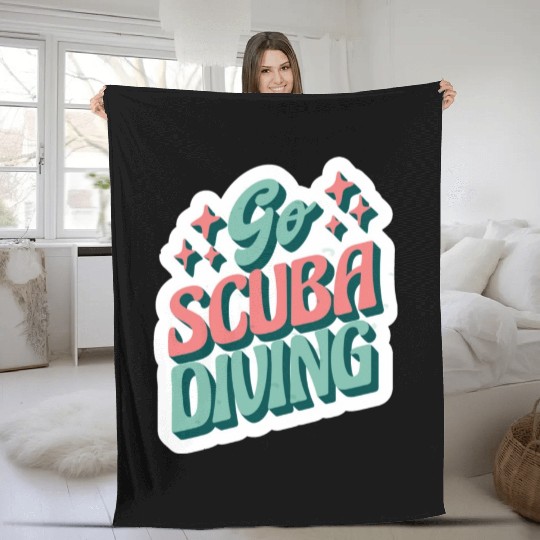 go scuba diving Fleece Blankets