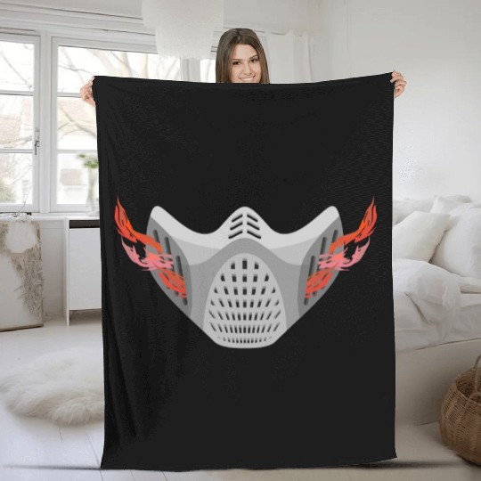 Face Protection Grey Fire Gas Mask Fleece Blankets
