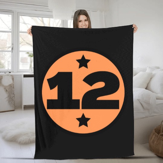 12 Circle Orange Black Birthday Age Fleece Blankets