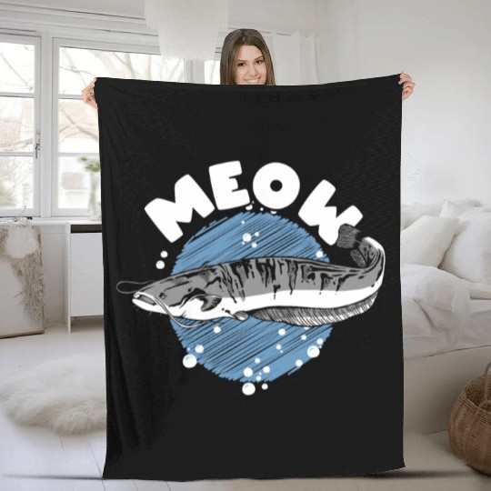 Meow Catfish Fishing Fish Hunting Fleece Blankets