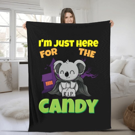 I'm Just Here For The Candy Scary Halloween Beast Fleece Blankets