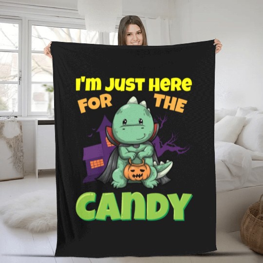 I'm Just Here For The Candy Scary Halloween Beast Fleece Blankets