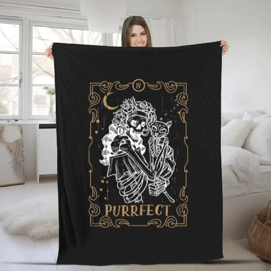 Kawaii Cat Tarot Card Occult Club Gothic Animal Fleece Blankets