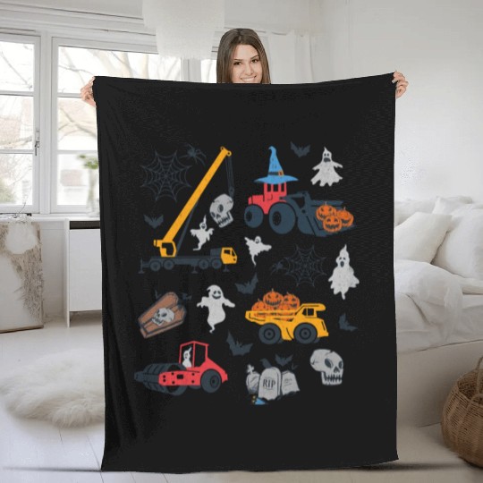 Spooky Construction Vehicles Fleece Blankets