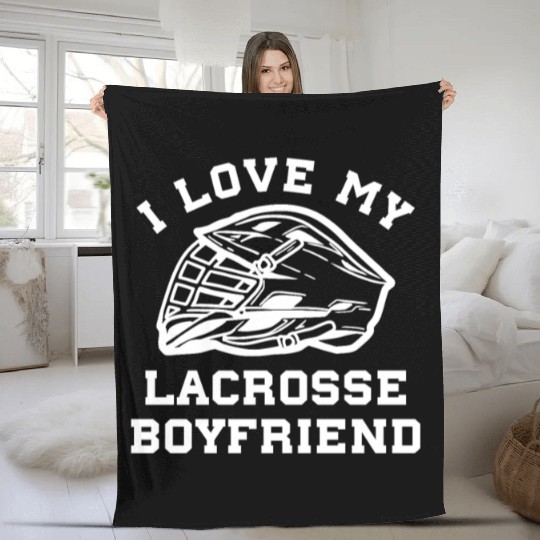 Lacrosse I Love My Lacrosse Boyfriend Fleece Blankets