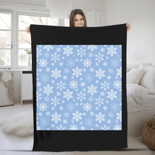 Blue Snowflakes Pattern Fleece Blankets