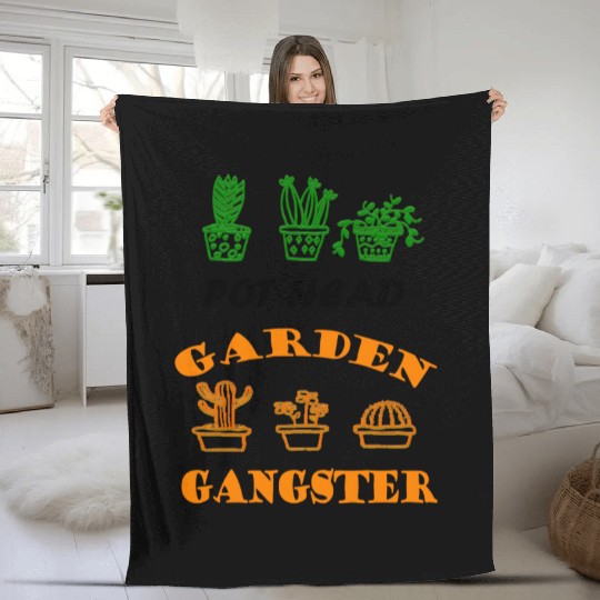 POT HEAD-GARDEN-GANGSTER-PLANT Fleece Blankets women, men