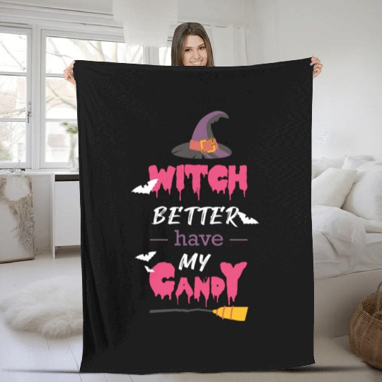 Halloween witch candy Fleece Blankets
