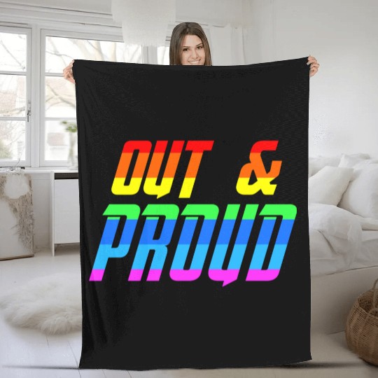 Out and Proud / LGBTQ, Gay Lesbian Gay Pride Fleece Blankets