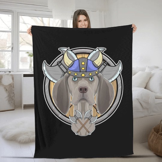 Weimaraner I Valhalla I Viking Fleece Blankets