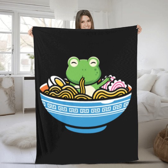 Ramen Cute Frog Japan Kawaii Fleece Blankets