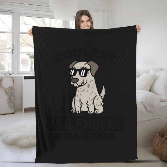 Coolest Irish Wolfhound Grandma Fleece Blankets