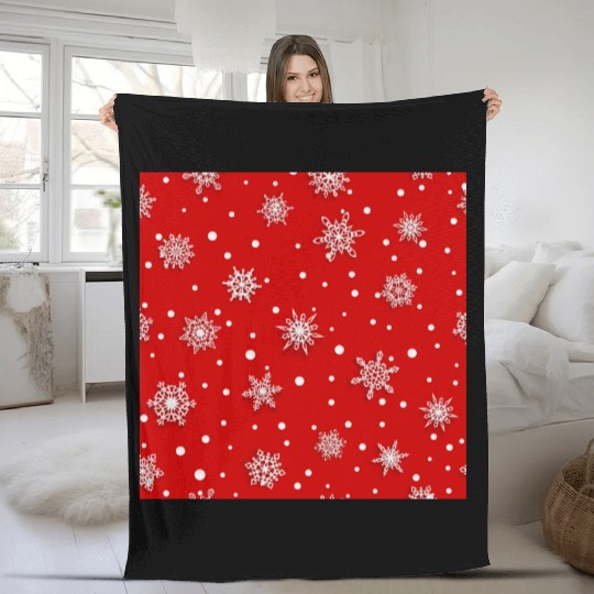 Red Snowflakes Pattern Fleece Blankets
