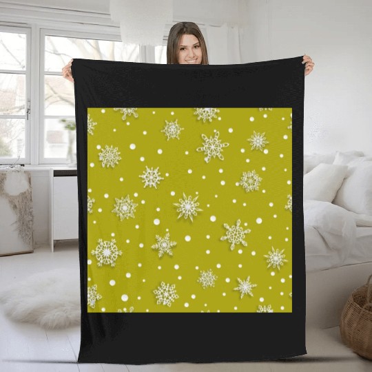 Yellow Snowflakes Pattern Fleece Blankets