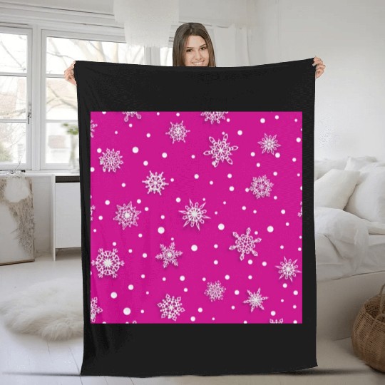 Pink Snowflakes Pattern Fleece Blankets