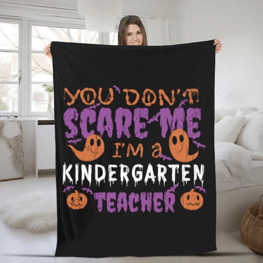 Ghost Pumpkin Kindergarten Teacher Halloween Fleece Blankets
