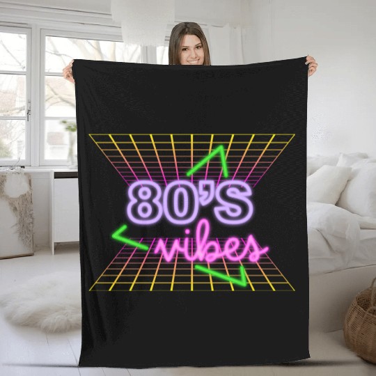 80s Neon Retro Love Design Fleece Blankets
