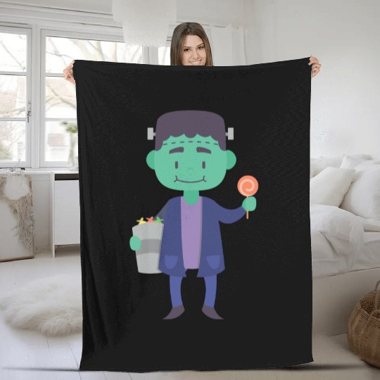 Candy Collector Happy Scary Halloween Vampire Fleece Blankets