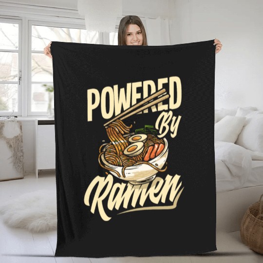 Powered By Ramen Funny Ramen Lover Gift Fleece Blankets