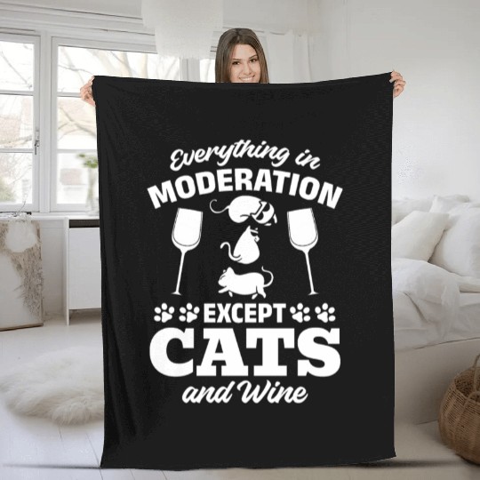 Cat Lover I Everything In Moderation Except Cats a Fleece Blankets