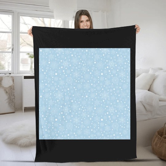 Light Blue Snowflakes Pattern Fleece Blankets