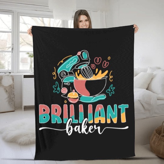 Baker Brilliant Cupcake Baking Bakery Chef Cake Fleece Blankets